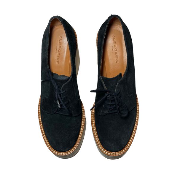 Robert Clergerie Bravo Black Suede Platform Wedge Oxfords Size 40 - Picture 3 of 7